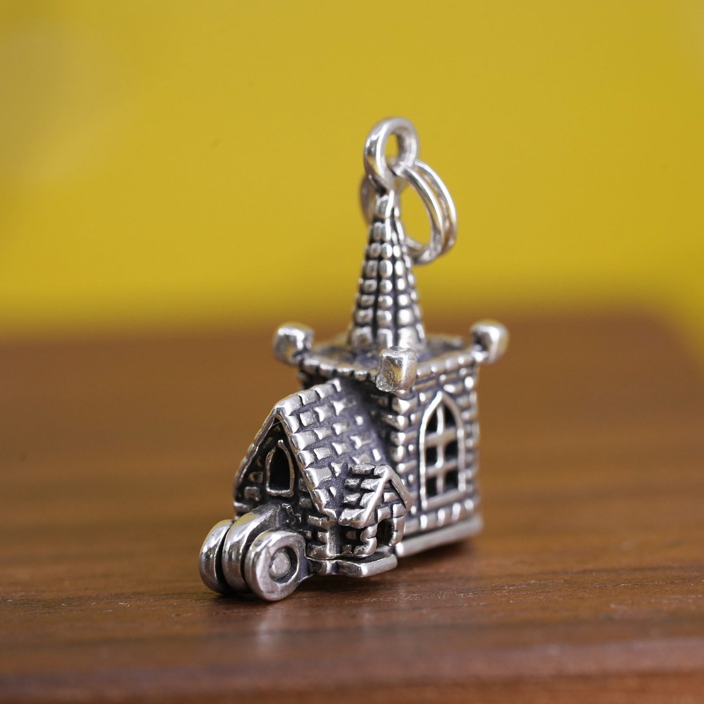 Sterling silver prayer box pendant, 925 handmade church wedding locket charm