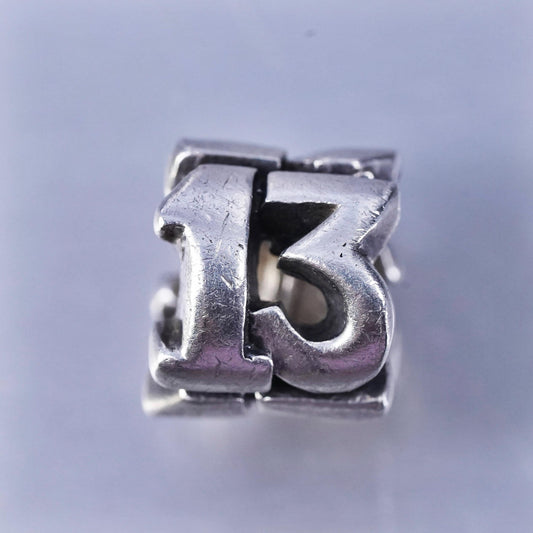 Vintage Sterling 925 silver number 13 charm pendant