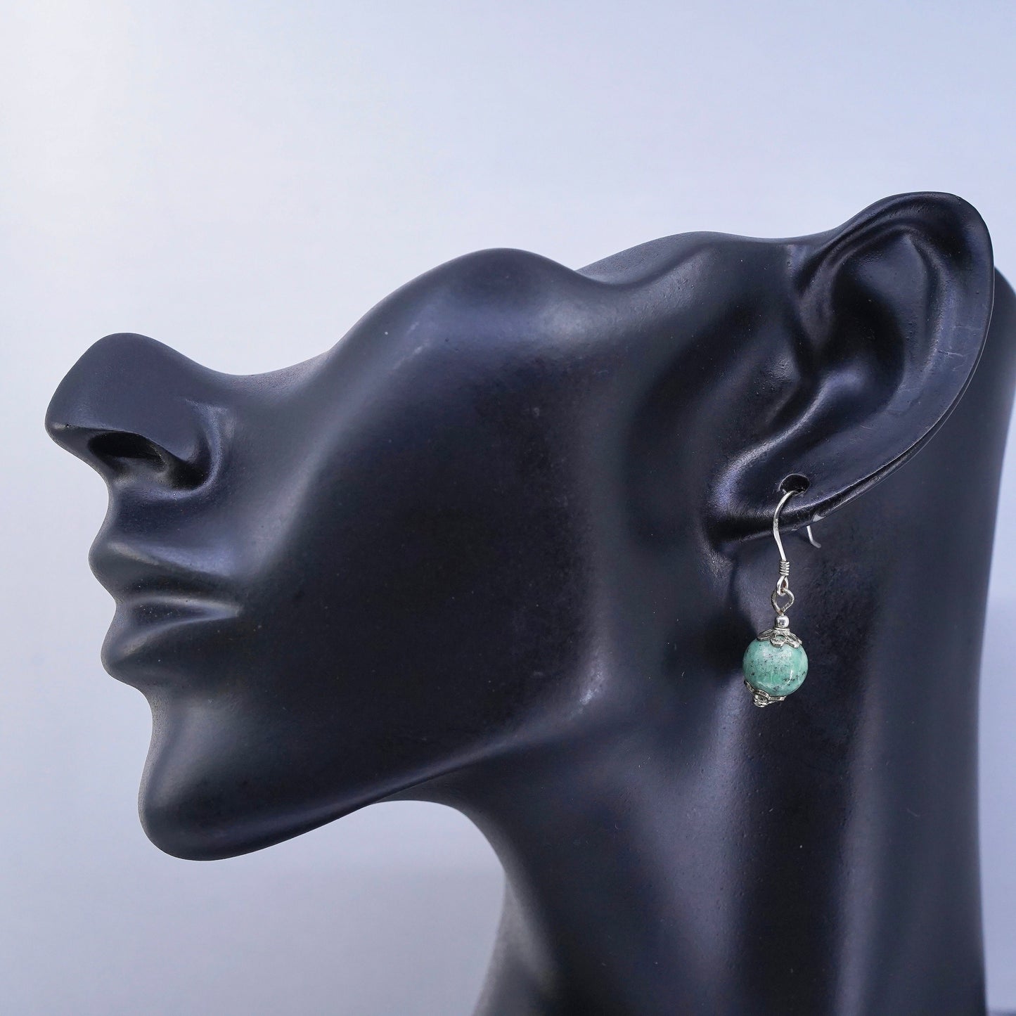 Vintage Sterling 925 silver handmade earrings with turquoise beads