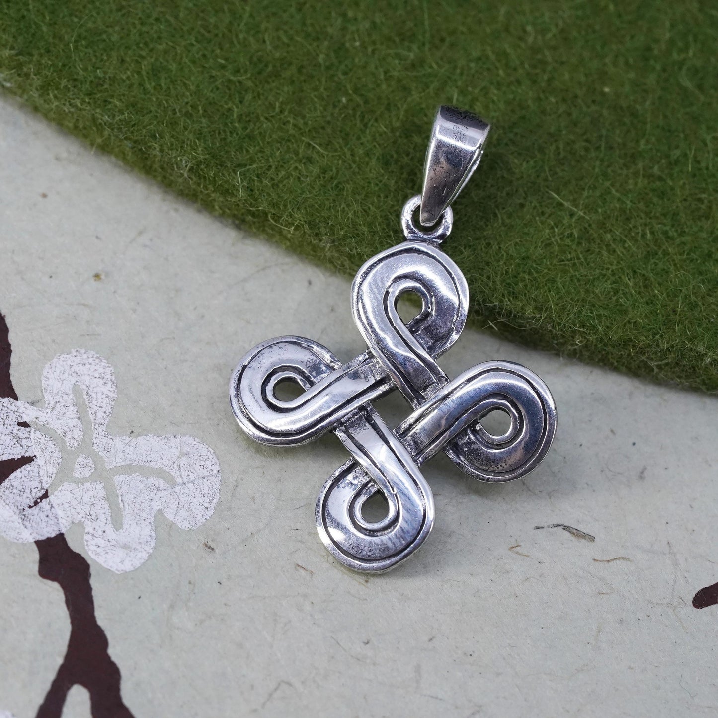 vintage sterling silver handmade pendant, 925 silver Irish Celtic knot charm