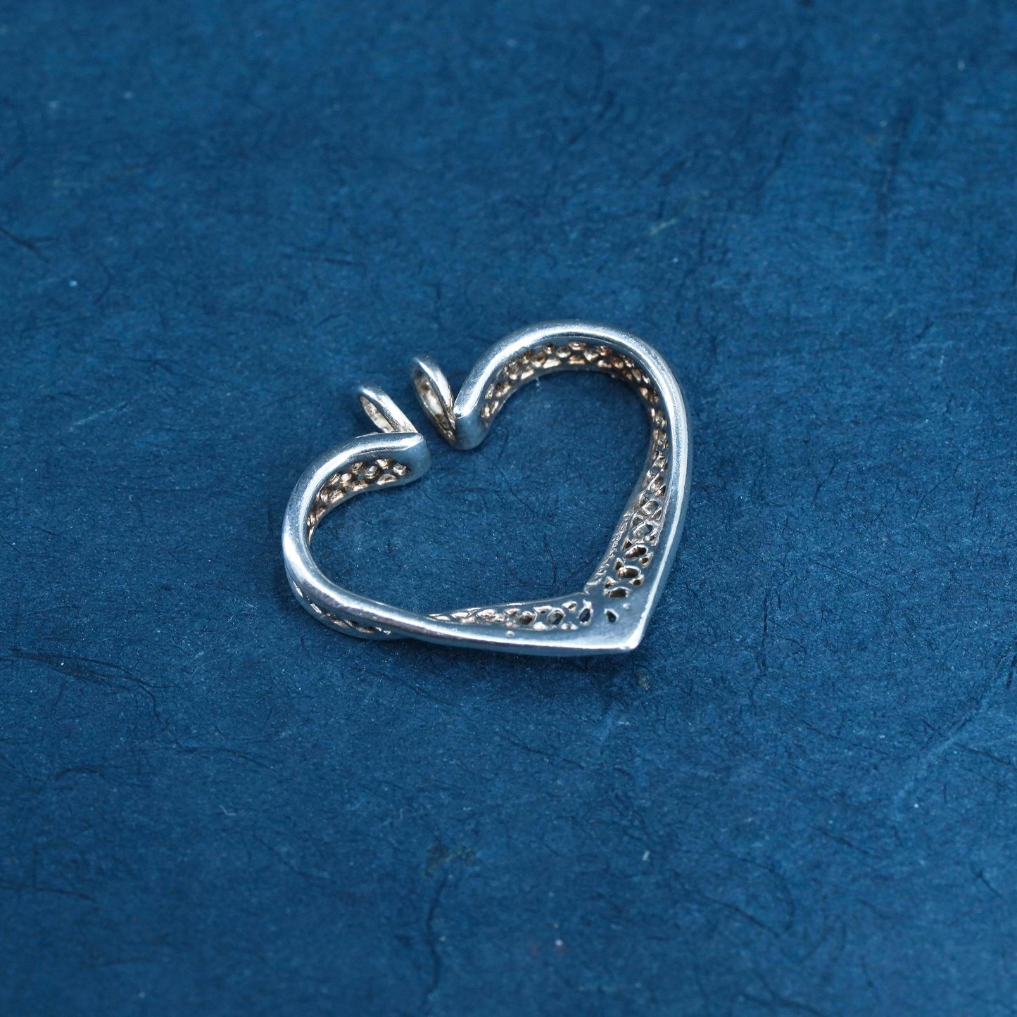 Vintage Sterling silver handmade pendant, 925 silver filigree heart pendant