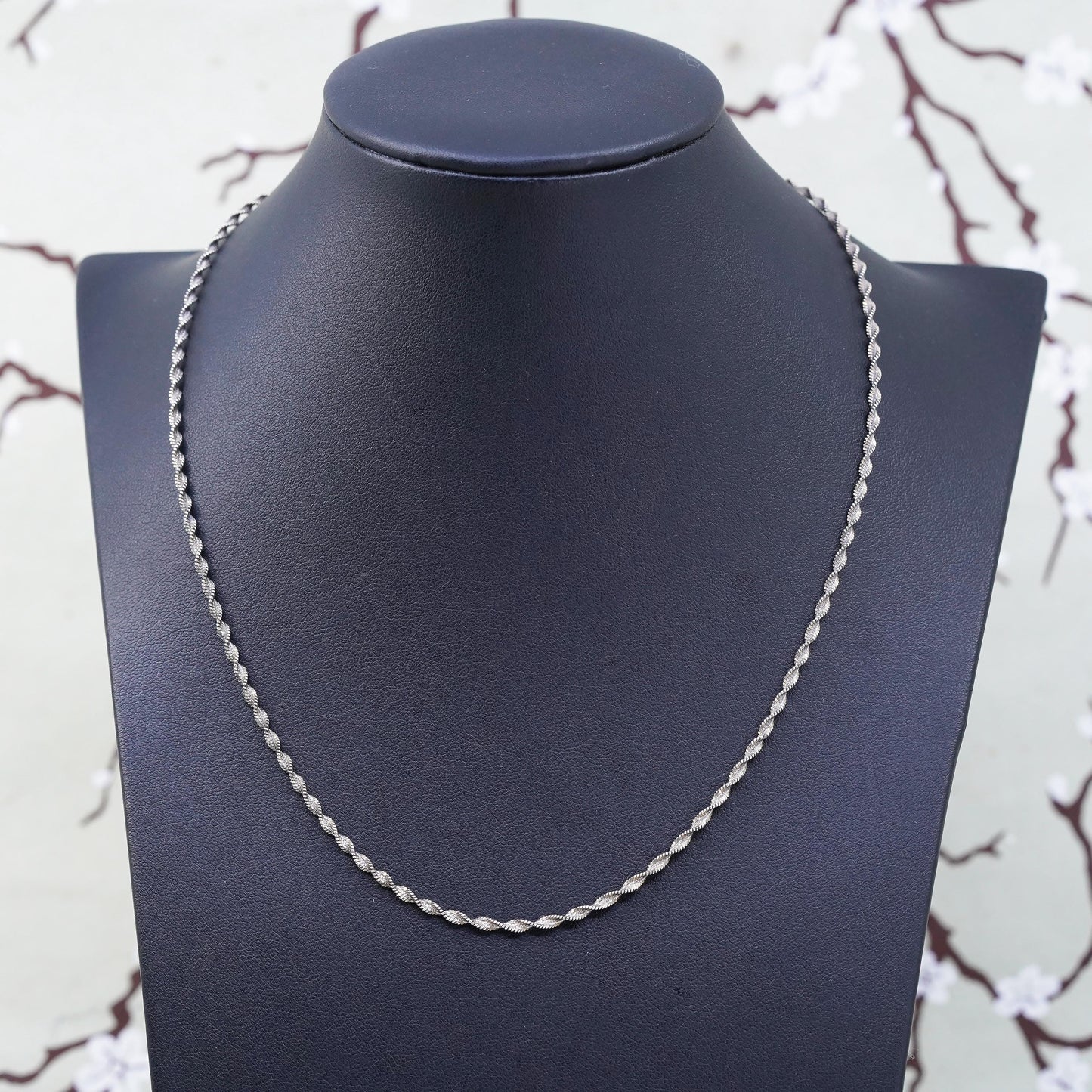 18", vermeil gold over sterling silver necklace, 925 twisted herringbone chain