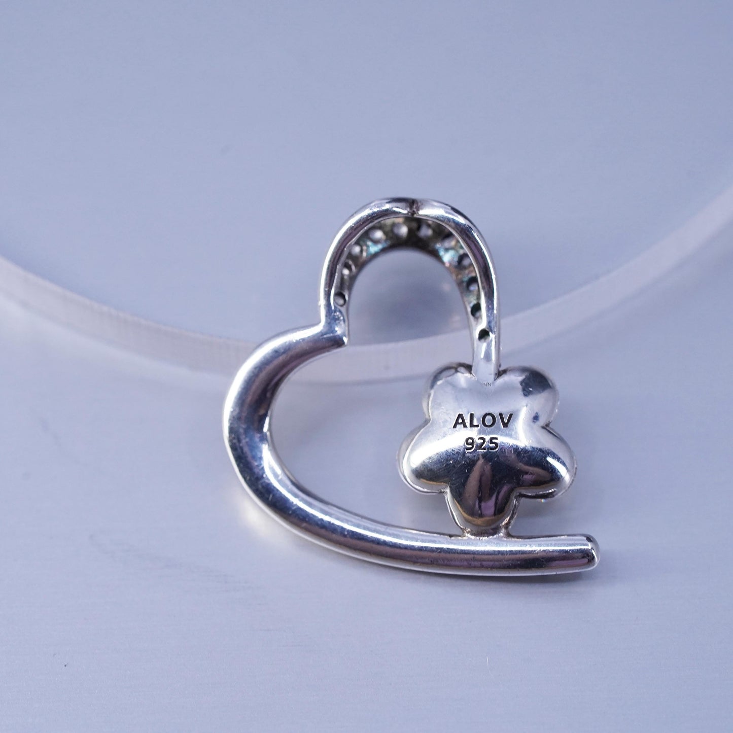 Sterling silver charm with cz flower, 925 heart tag “always my daughter friend”