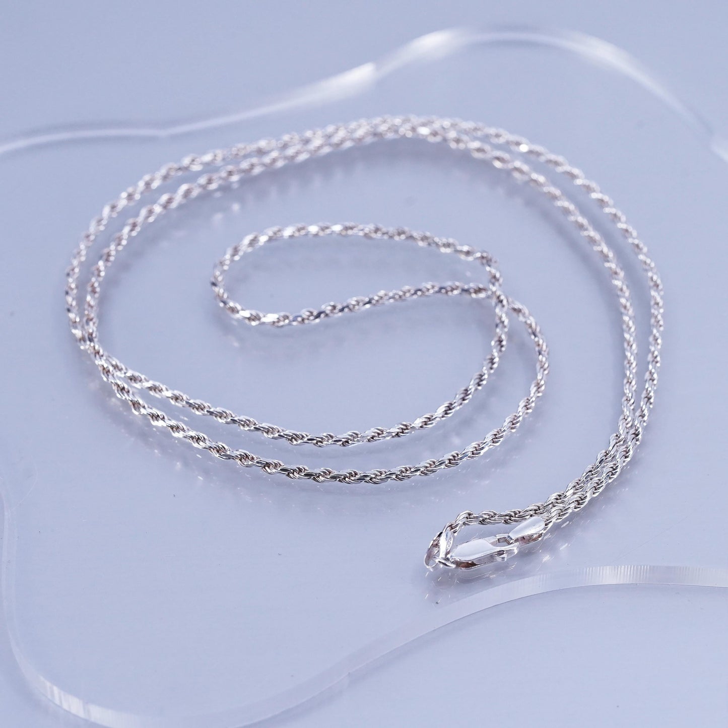 30” 2mm, vintage Sterling 925 silver bold rope chain necklace