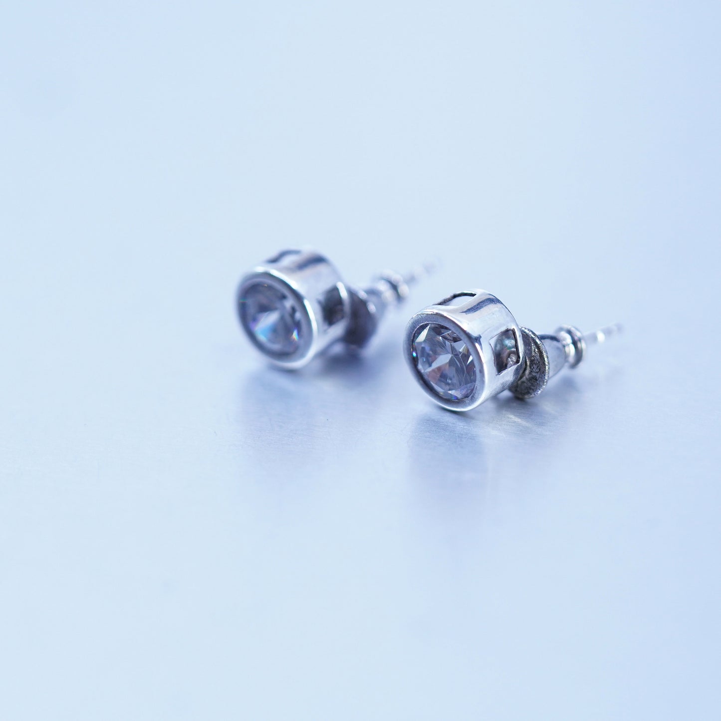 Vintage Sterling 925 silver earrings, studs with cz