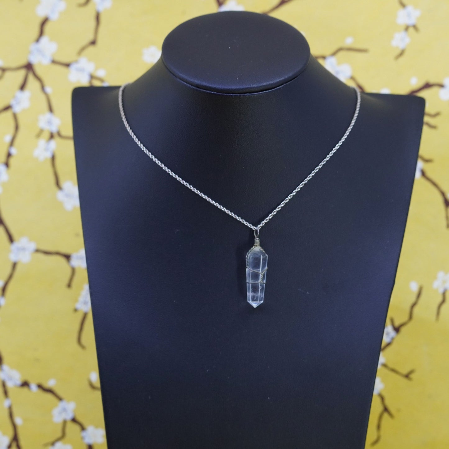 16+3”, Sterling silver necklace, 925 rope chain with healing crystal pendant