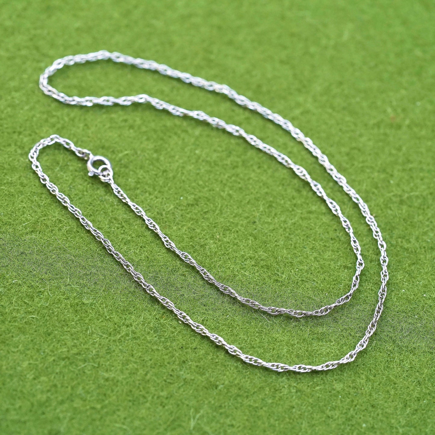 16”, 1mm, vintage Sterling silver necklace, 925 Singapore rope chain