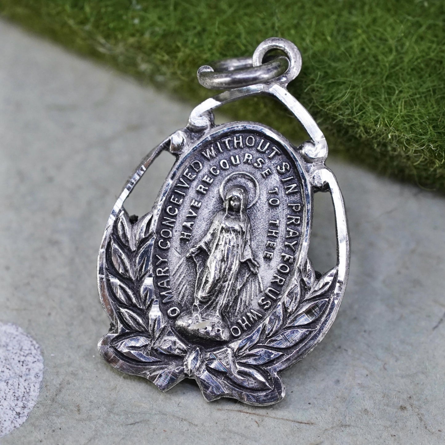 Vintage sterling silver handmade pendant, 925 Virgin Mary charm