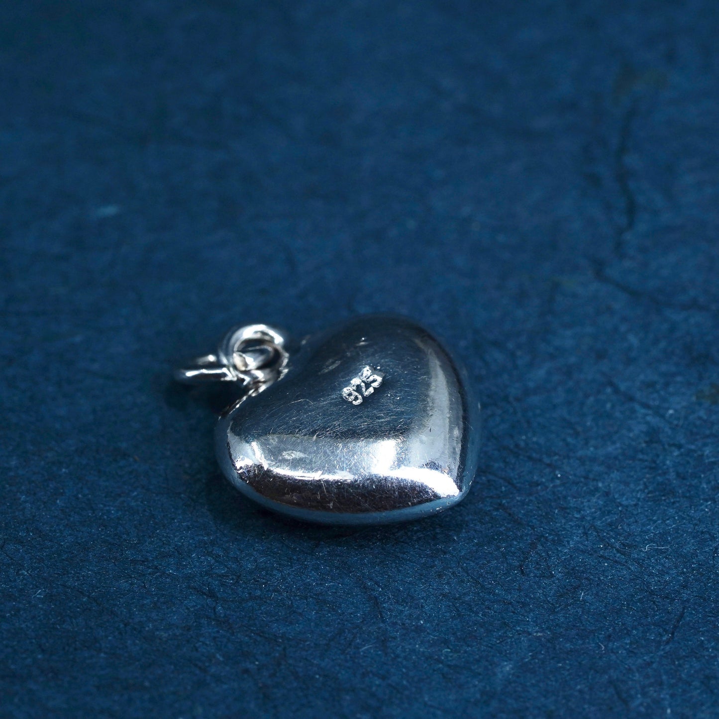 Vintage Sterling silver handmade pendant, puffy 925 silver heart