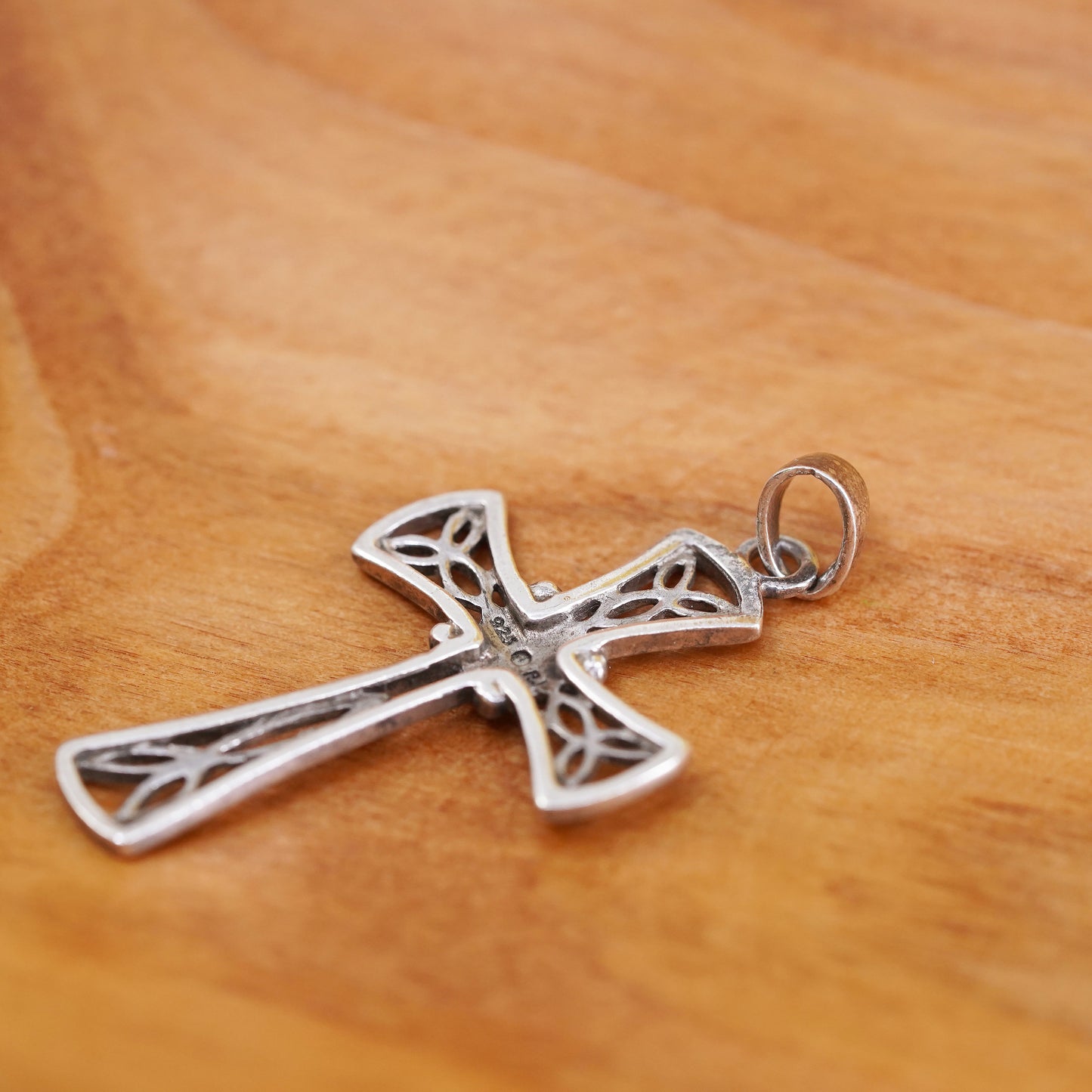 Vintage Sterling silver handmade pendant, 925 filigree cross