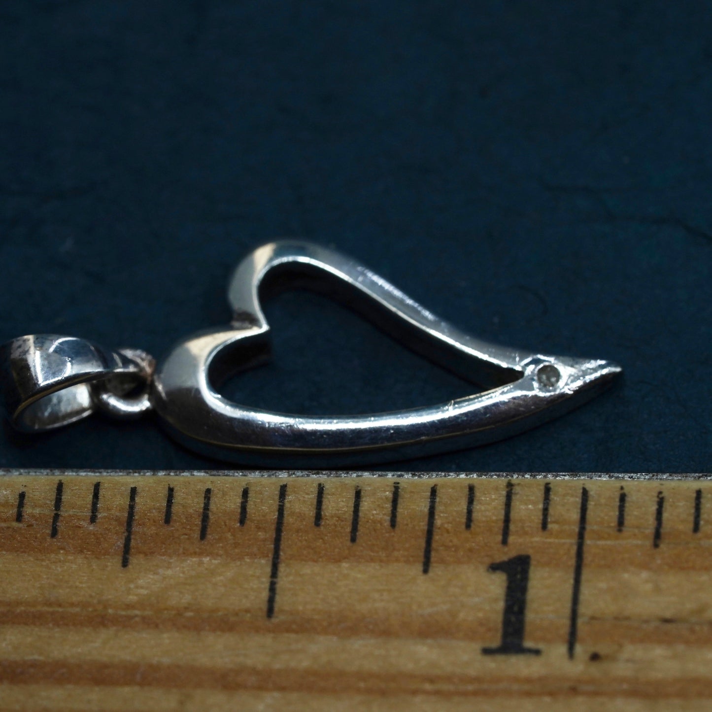 Vintage Sterling silver handmade pendant, 925 heart with genuine diamond