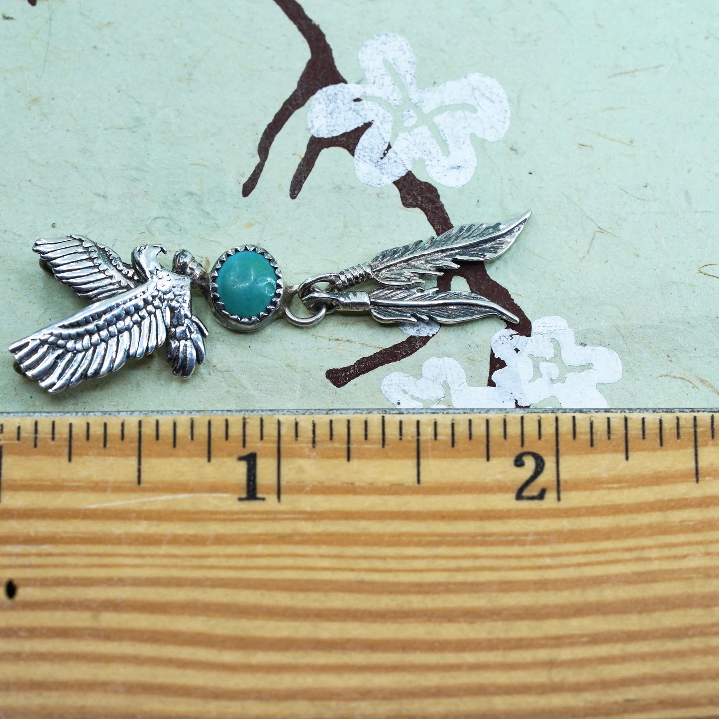 Native American Navajo Richard Begay Sterling Silver 925 eagle pendant turquois