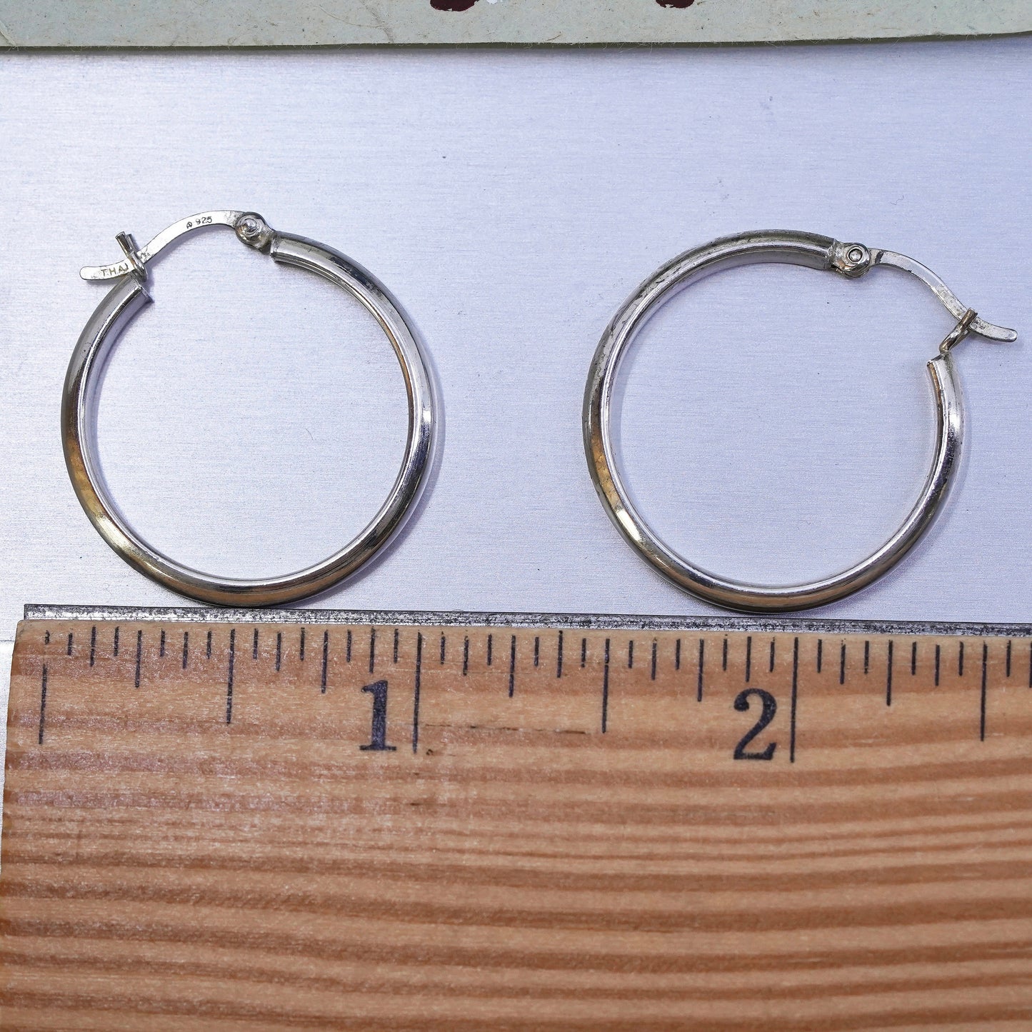 1.25", Vintage sterling silver loop earrings, bold minimalist primitive hoops