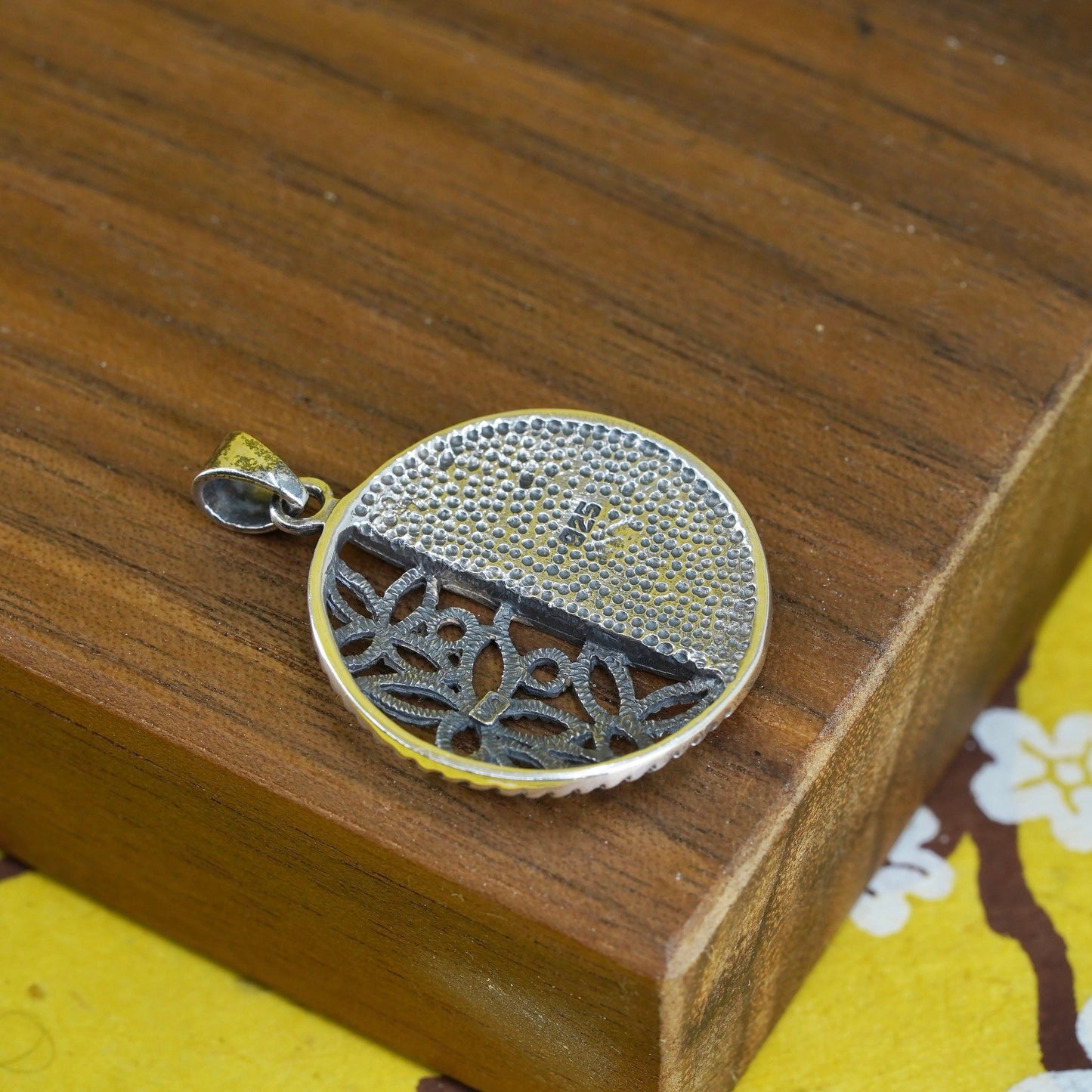 Vintage Sterling Silver Handmade Pendant, filigree 925 cross with onyx