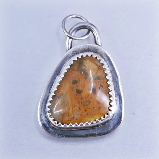 Vintage southwestern sterling 925 silver handmade pendant with golden agate