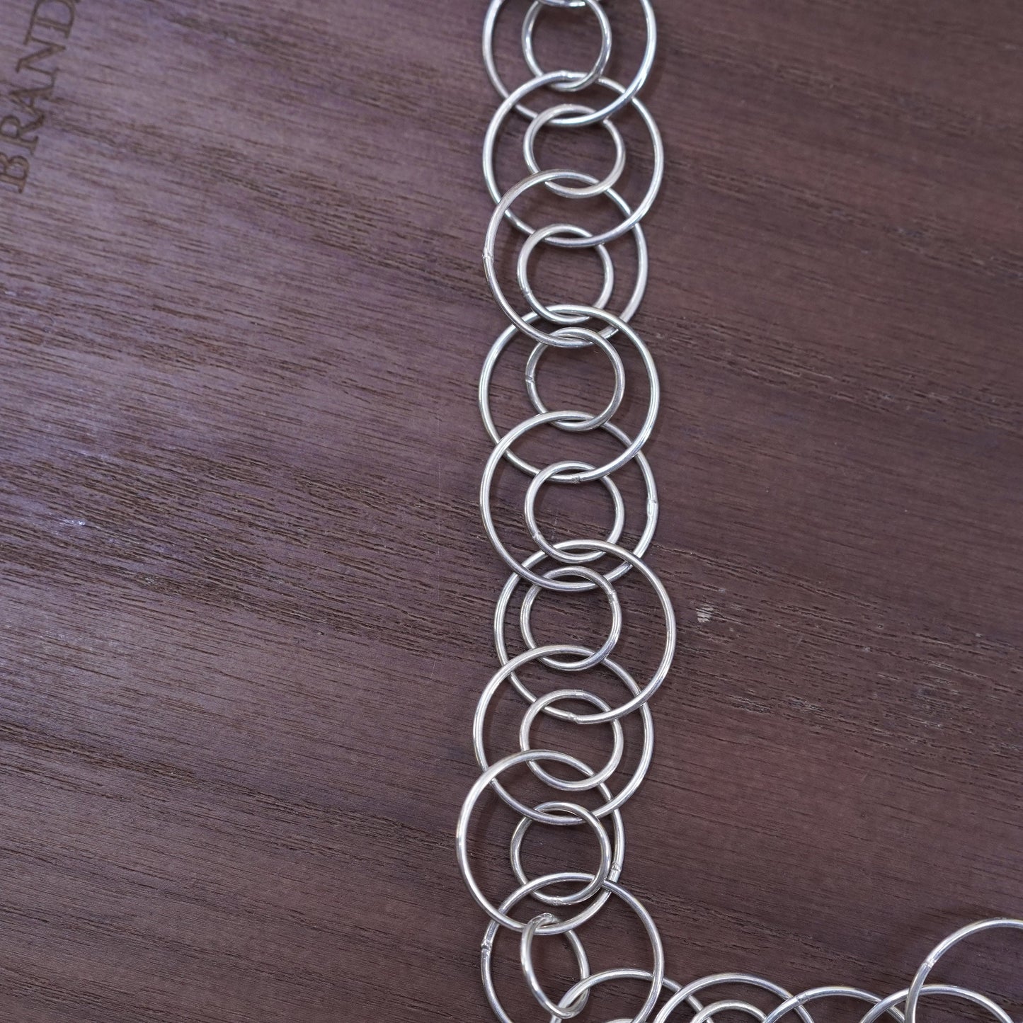 18”, vintage Sterling silver handmade necklace, 925 entwined circle chain