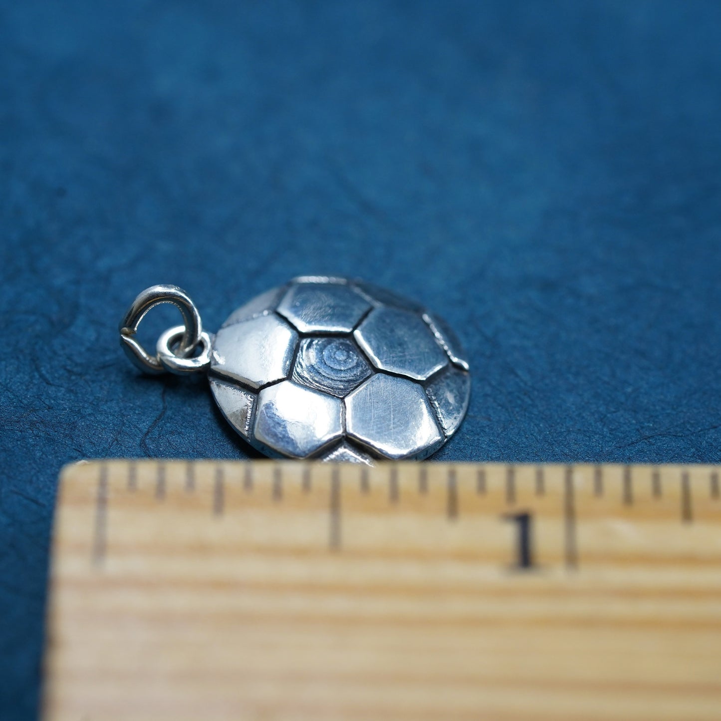 Vintage Sterling silver handmade pendant, 925 football soccer charm