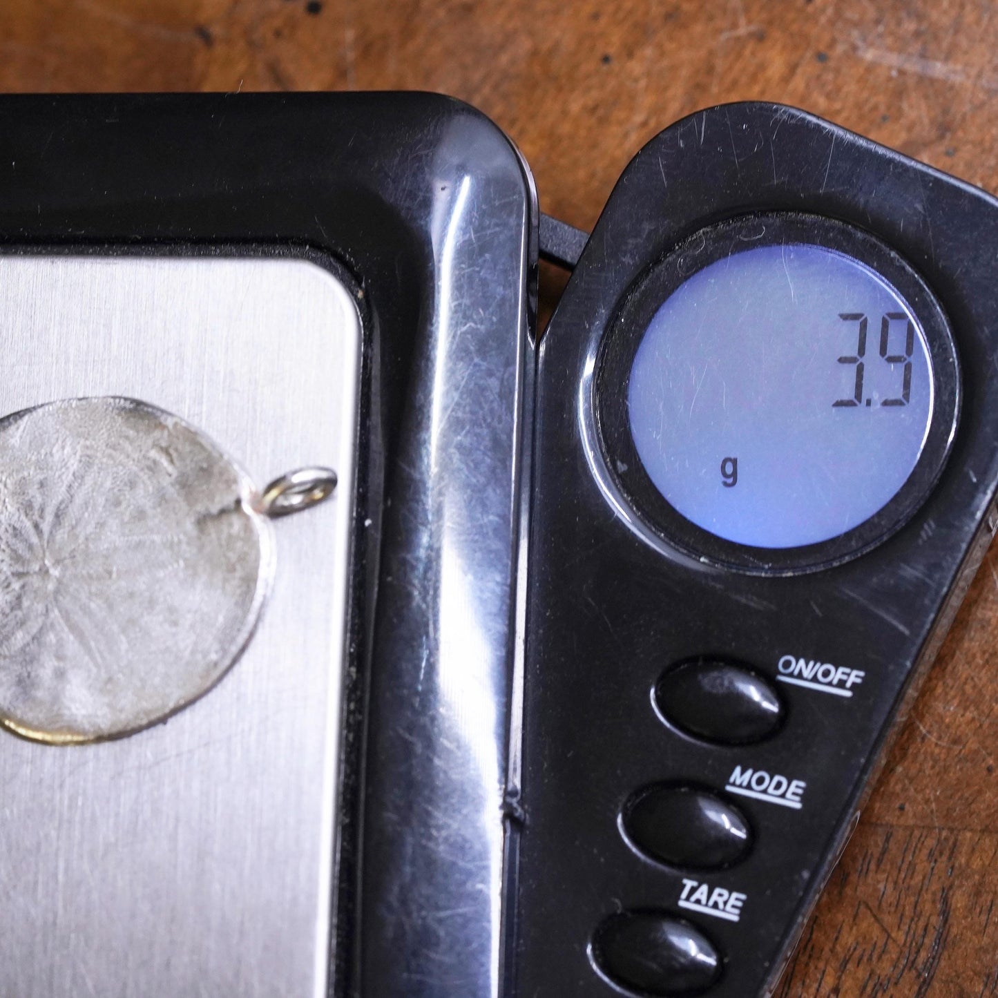 Vintage sterling silver handmade pendant, 925 sand dollar tag