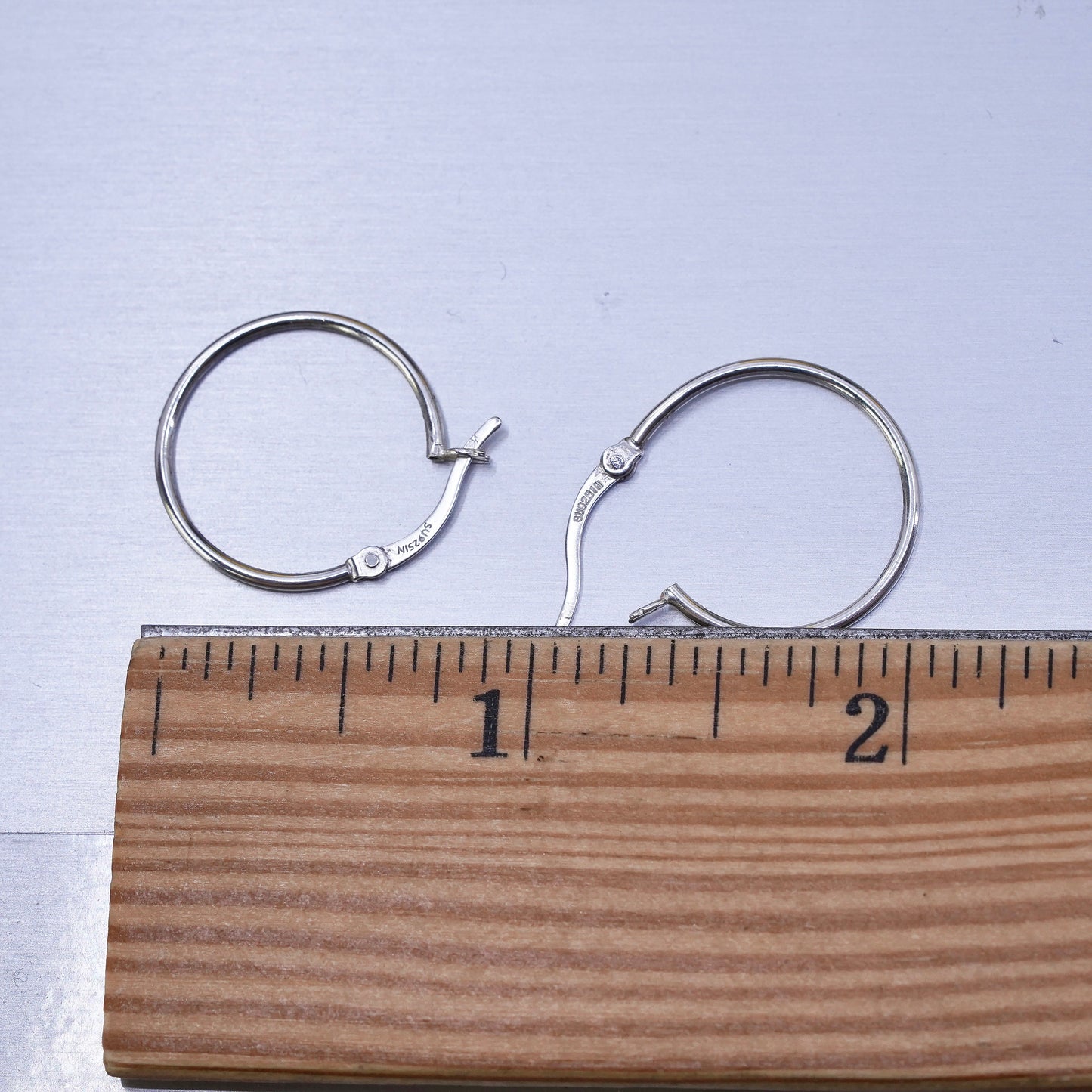 0.75”, Vintage Sterling silver handmade earrings, 925 hoops