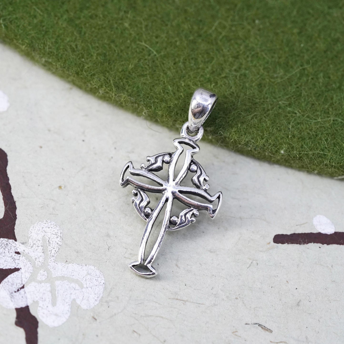 Vintage handmade Sterling silver pendant, 925 filigree cross