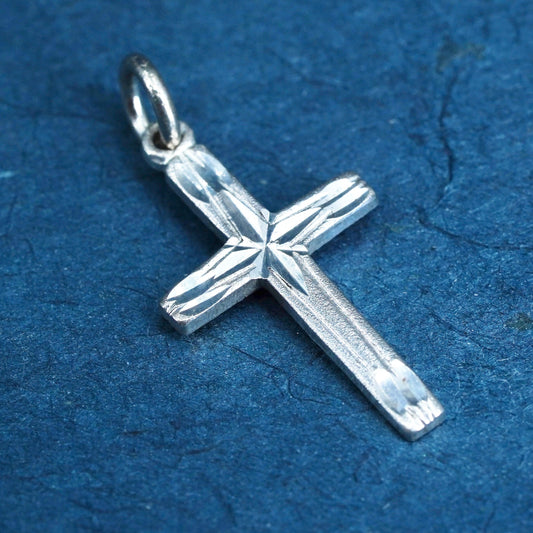 Vintage Sterling silver handmade charm, solid 925 silver cross pendant