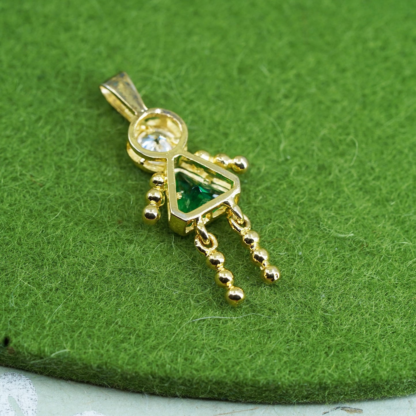 vermeil gold sterling 925 silver birthstone pendant emerald girl figure charm