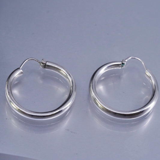 0.75”, vintage Sterling silver handmade earrings, 925 hoops