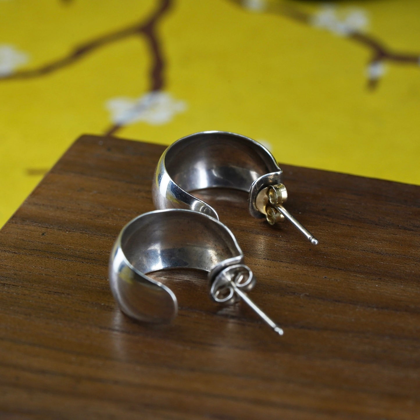 0.5”, southwestern Sterling silver handmade earrings, 925 modern hoops, huggie