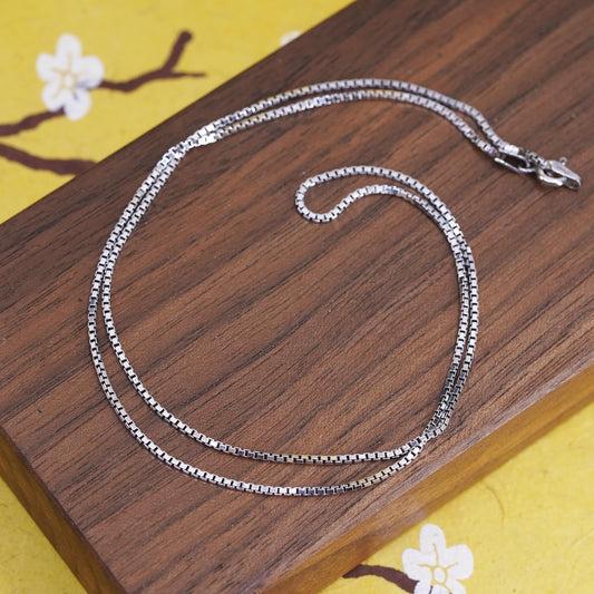 18”, 1.6mm, vintage Sterling silver box chain, Italy 925 necklace