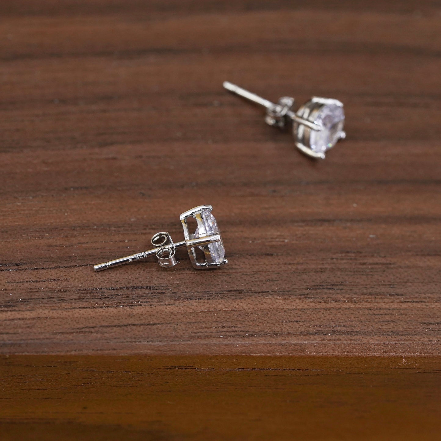 5mm, Sterling silver clear round crystal studs, cz earrings