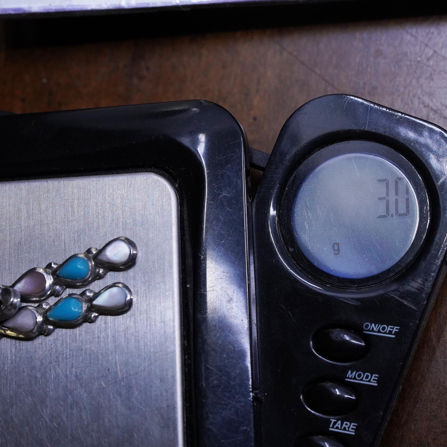 Native American Navajo sterling 925 silver teardrop earrings turquoise MOP