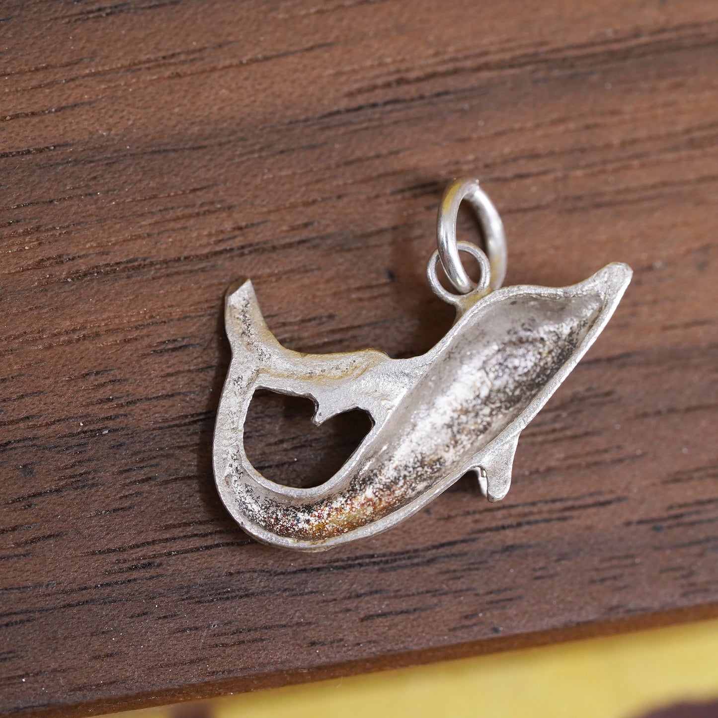 Vintage Sterling silver handmade pendant, 925 dolphin charm