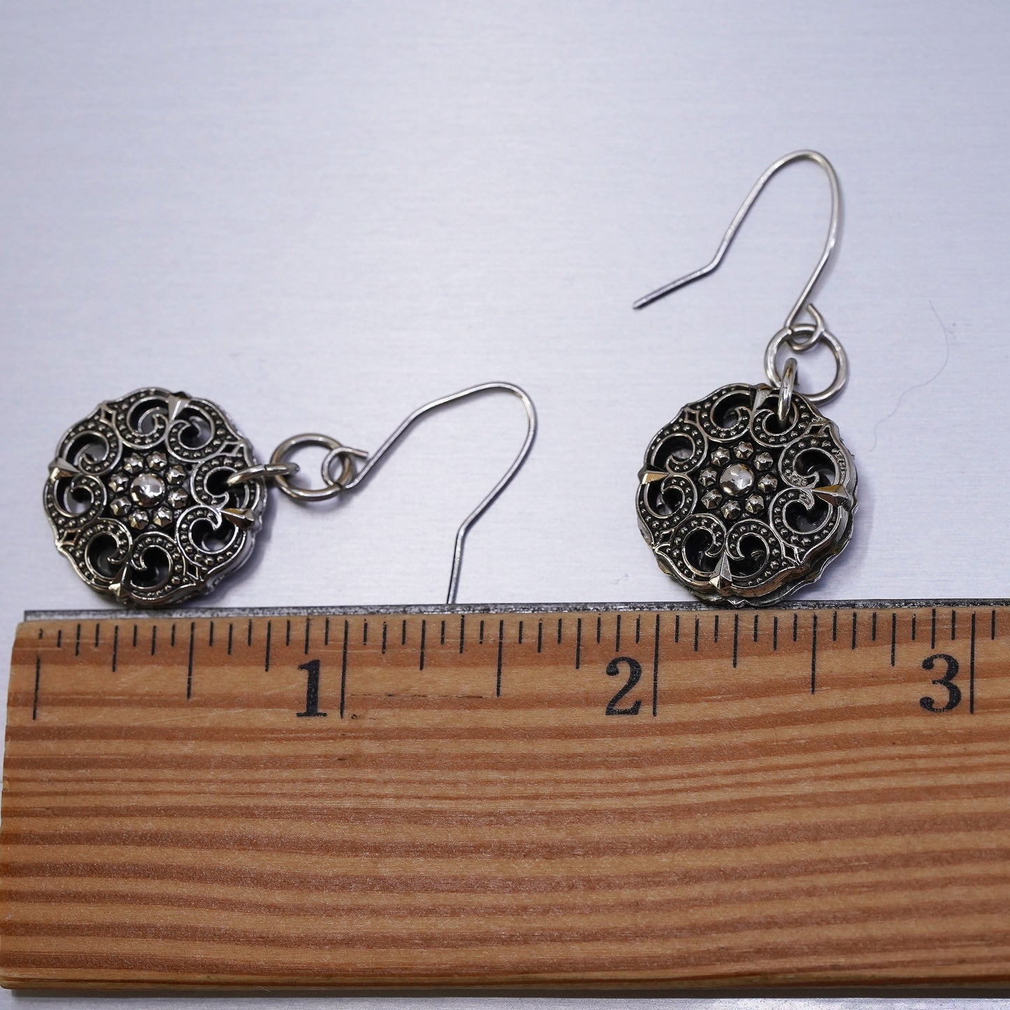 Vintage Sterling silver earrings, 925 hooks with lightweight plastic dangles