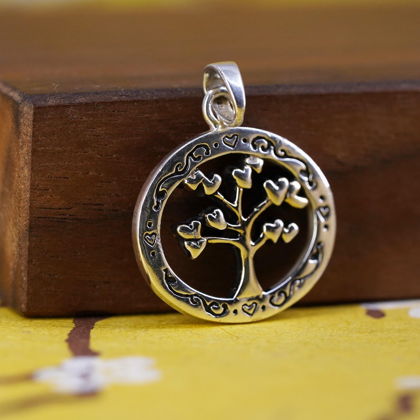 veg Sterling silver handmade pendant, 925 family tree charm “a family’s love