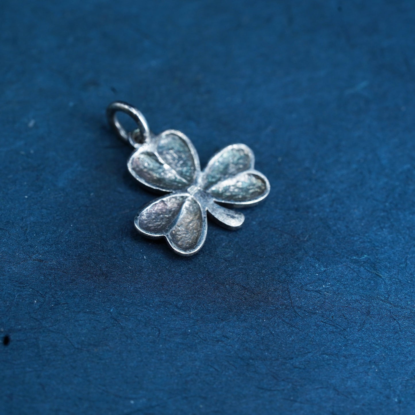 Vintage Sterling 925 silver handmade clover pendant charm