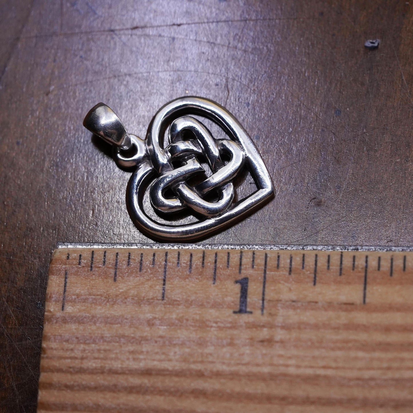 Vintage Sterling silver handmade heart pendant, 925 irish Celtic knot