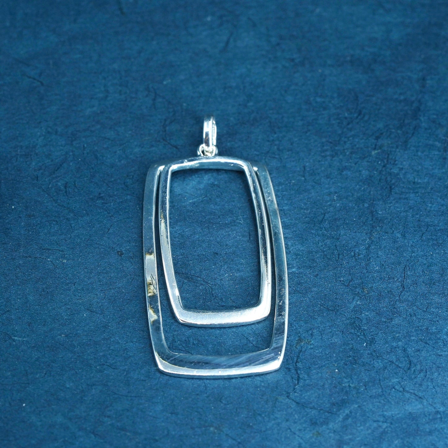 vintage Sterling silver handmade pendant, 925 double rectangular pendant