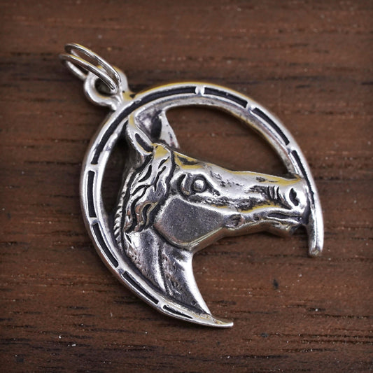 Vintage Sterling silver handmade charm, 925 horse pendant