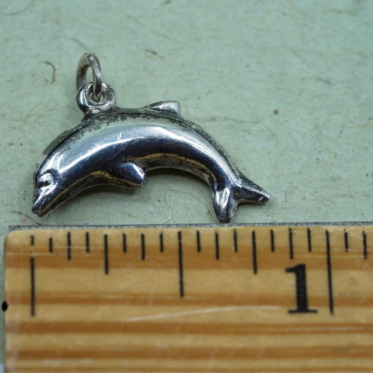 Vintage sterling silver dolphin pendant, 925 charm