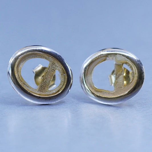 Vintage Sterling silver handmade earrings, 800 oval studs