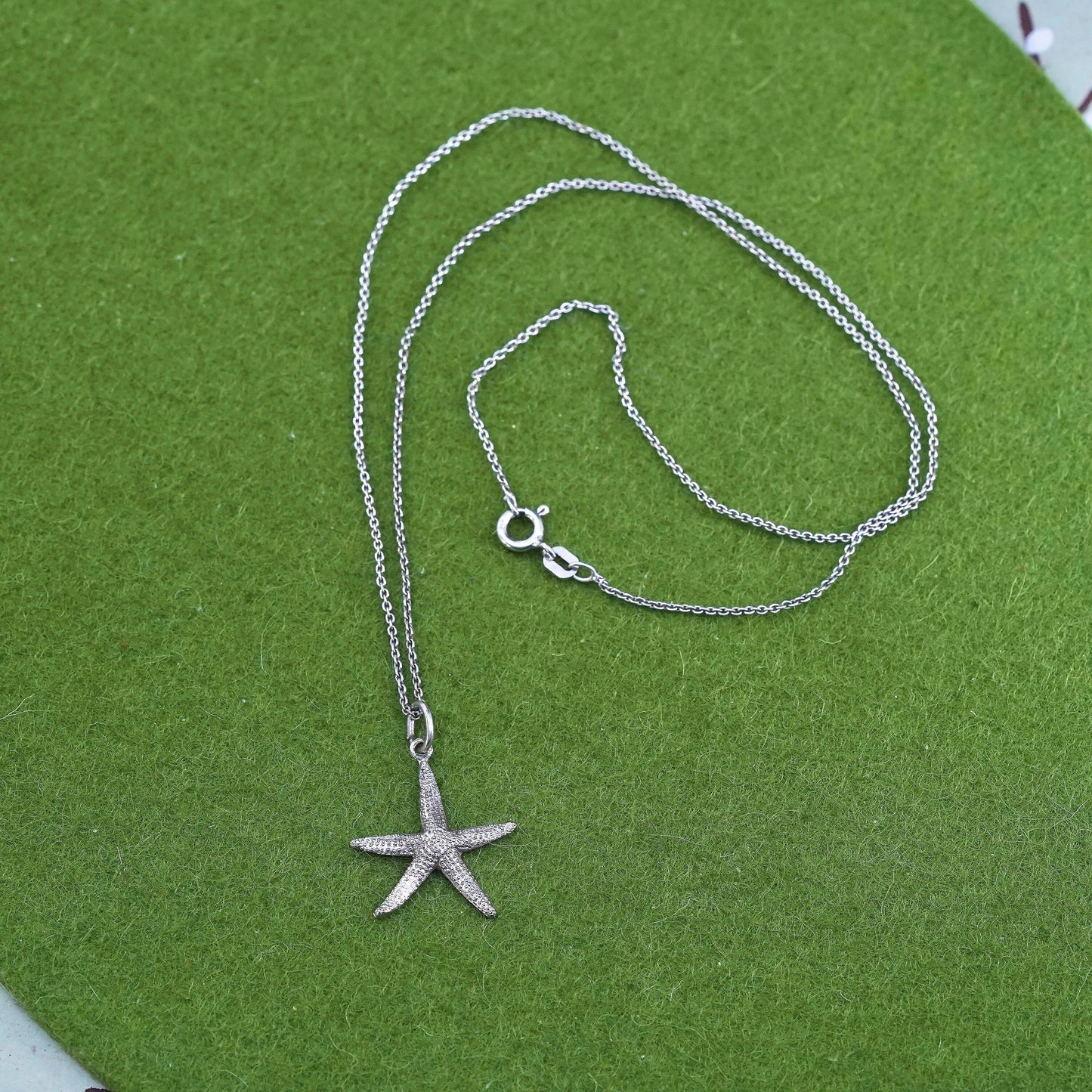 18", VTG sterling silver handmade necklace, 925 box chain with starfish charm