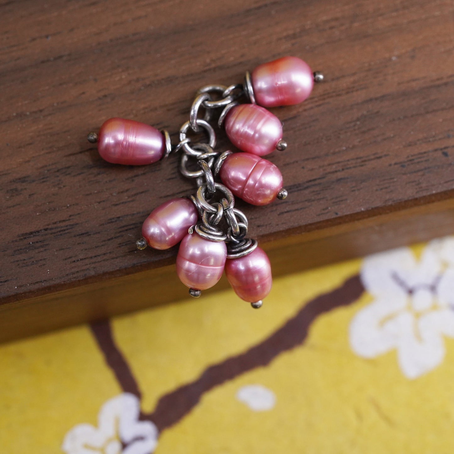 Vintage southwestern Sterling silver 925 handmade charm with pink pearl