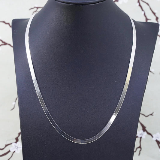 20” 5mm, Vintage Italian sterling silver necklace, Italy 925 herringbone chain