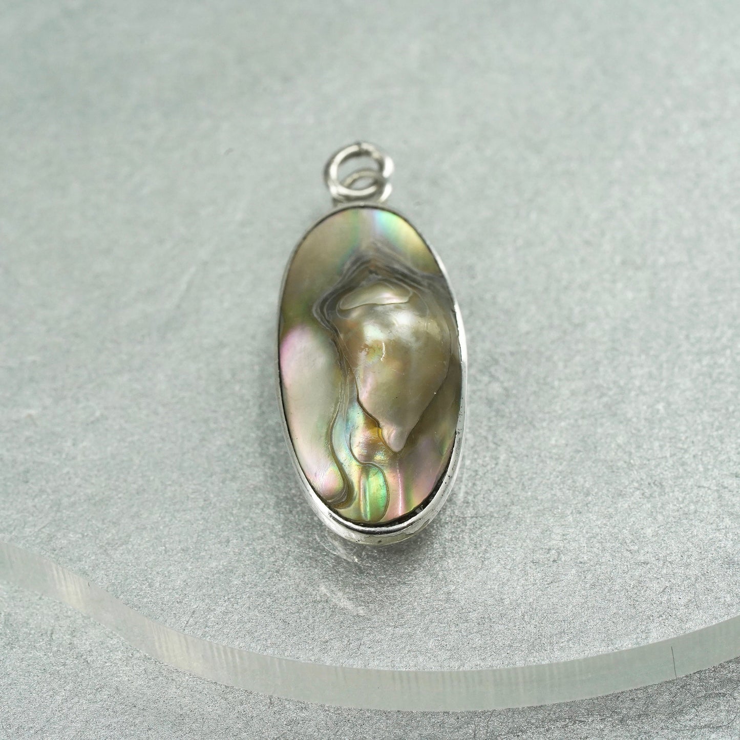 Vintage sterling 925 silver handmade charm pendant with blister pearl
