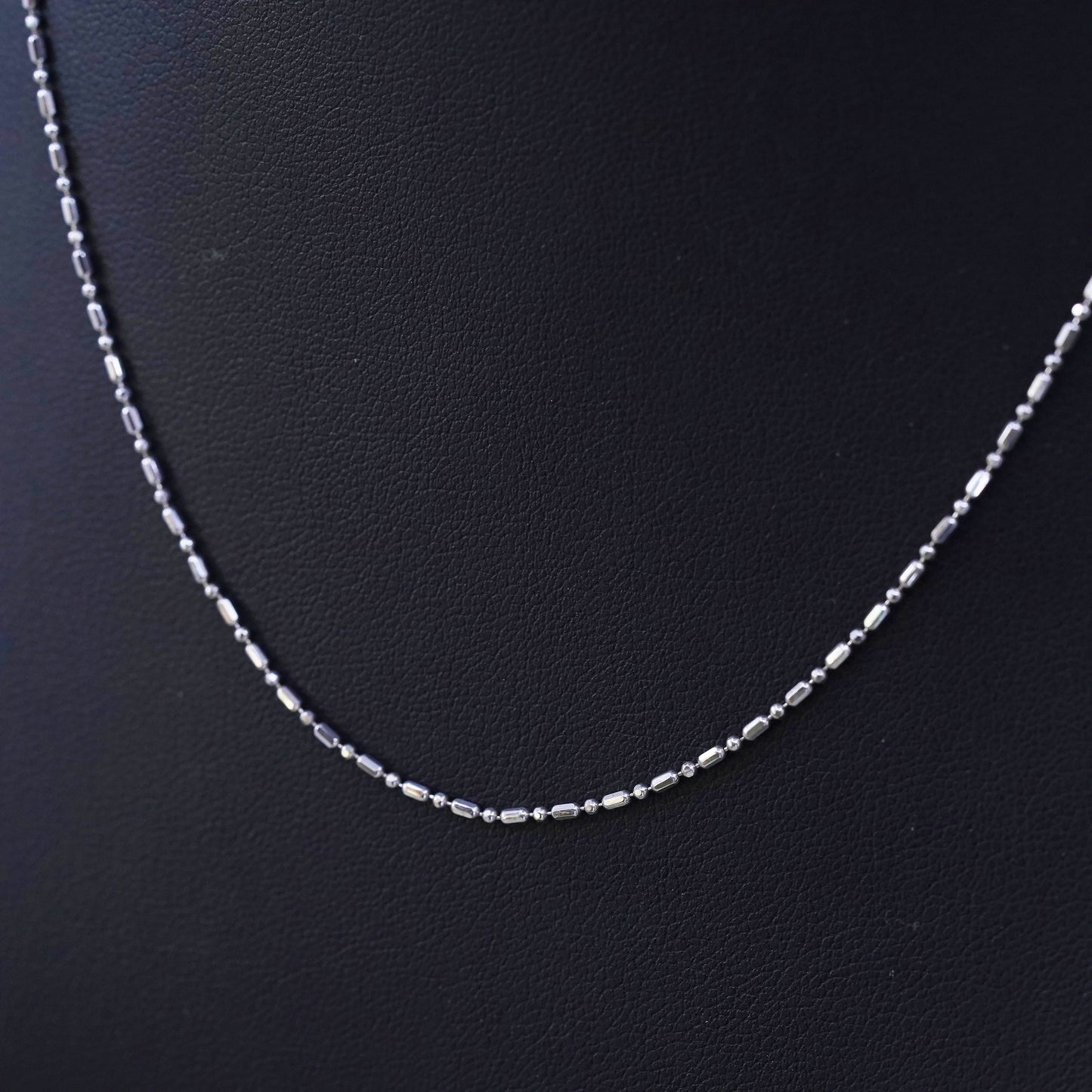 16", 1mm, Vintage sterling silver beads chain, 925 necklace