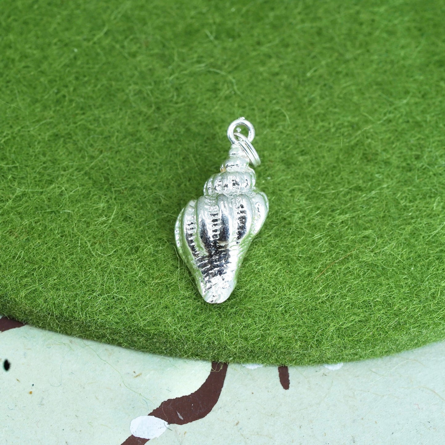 Vintage sterling silver handmade pendant, 925 shell charm