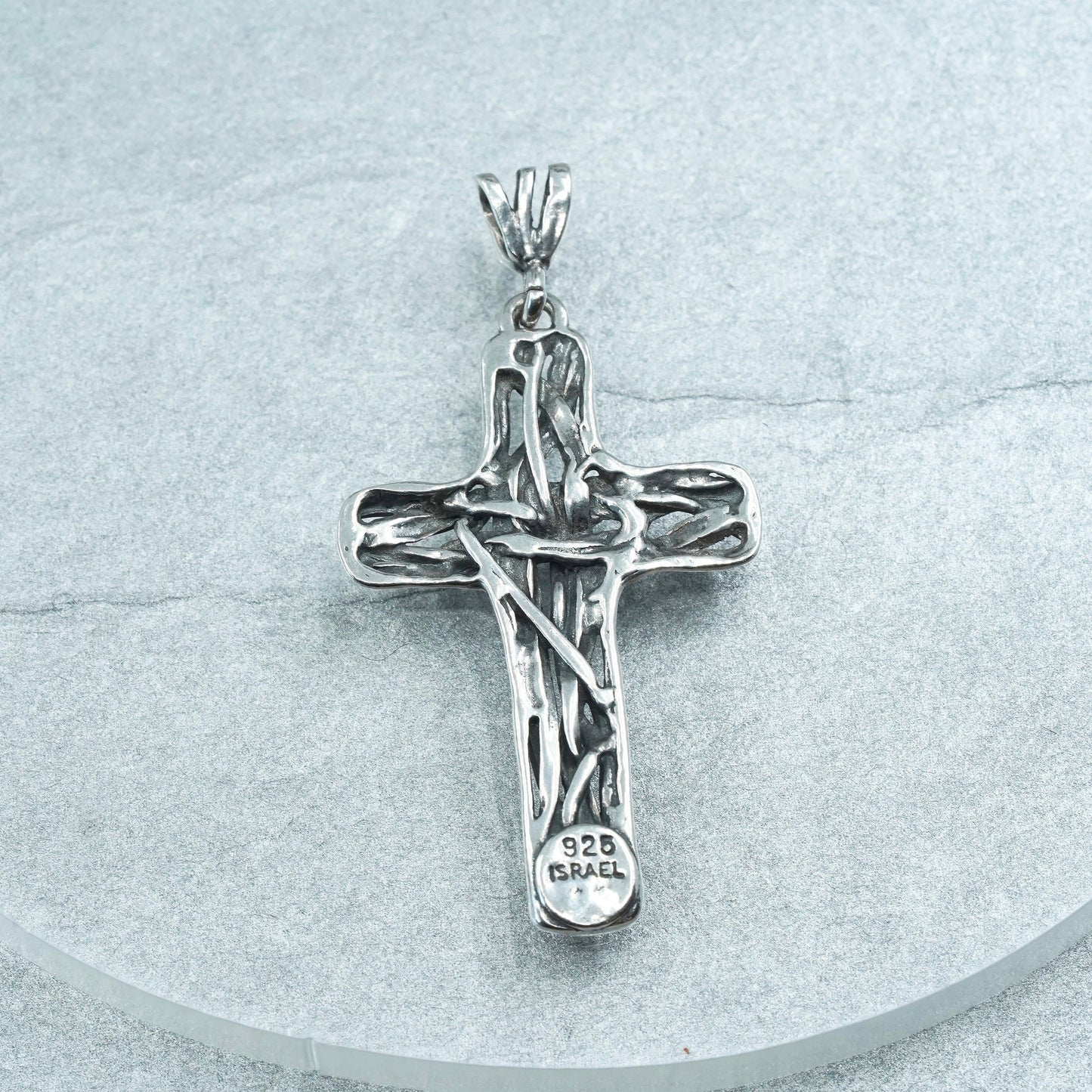 Vintage Israel sterling 925 silver handmade filigree cross pendant