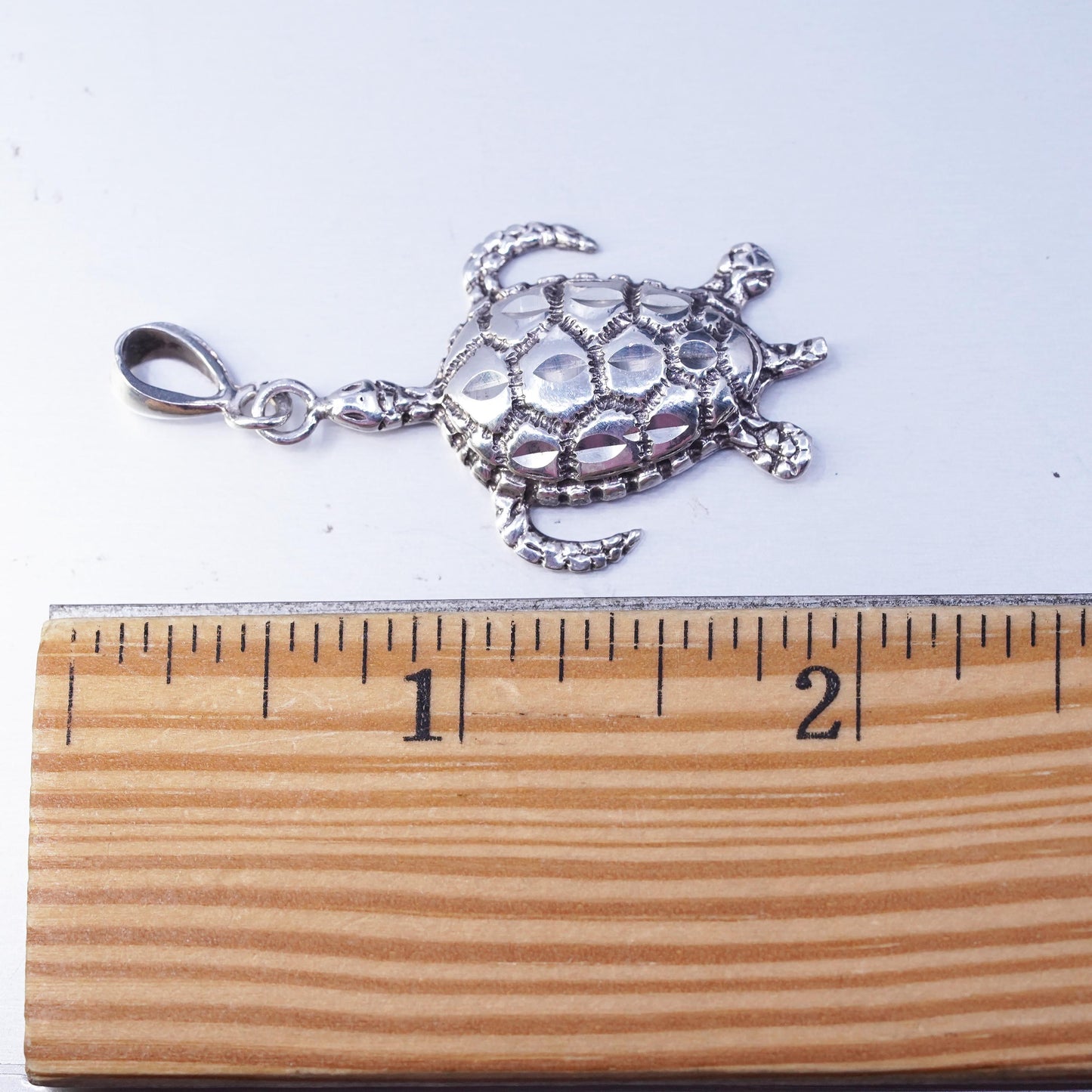 Antique Sterling silver handmade simple 925 sea turtle charm pendant