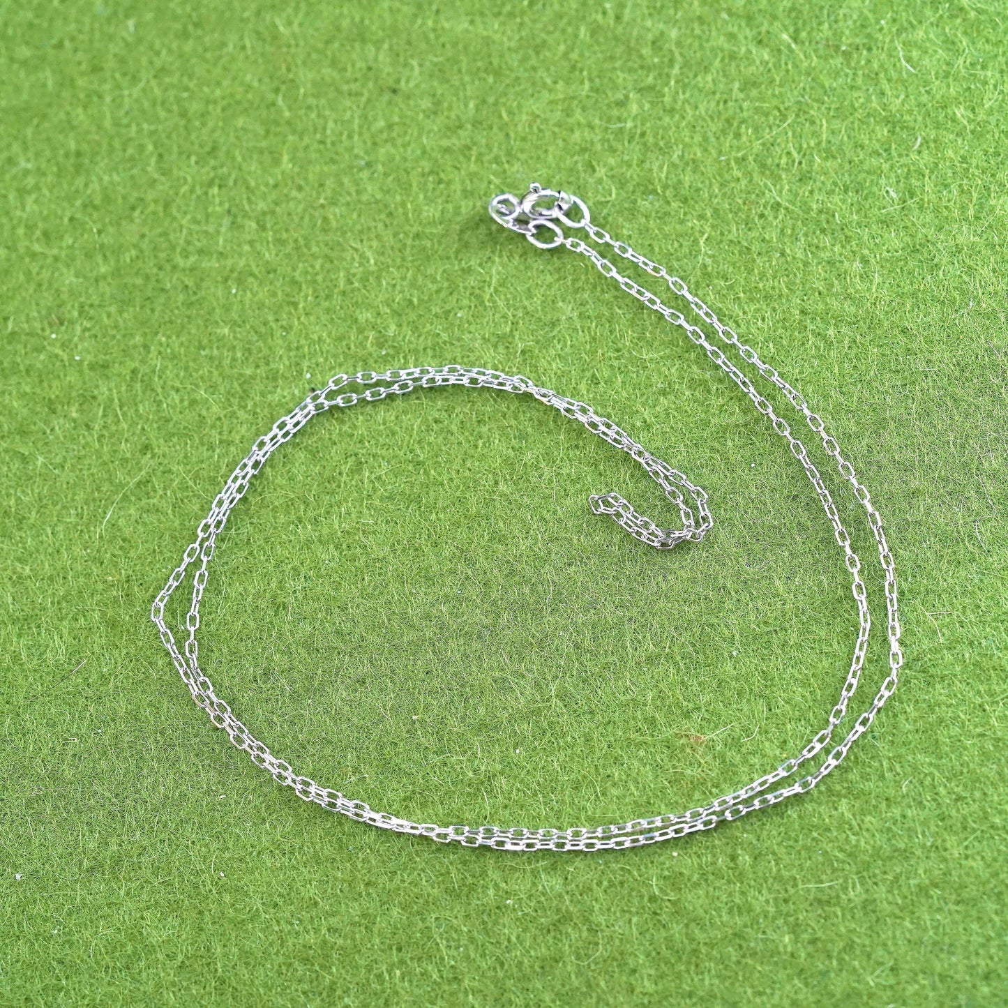 18” 1mm, vintage Sterling silver necklace, 925 elongated chain