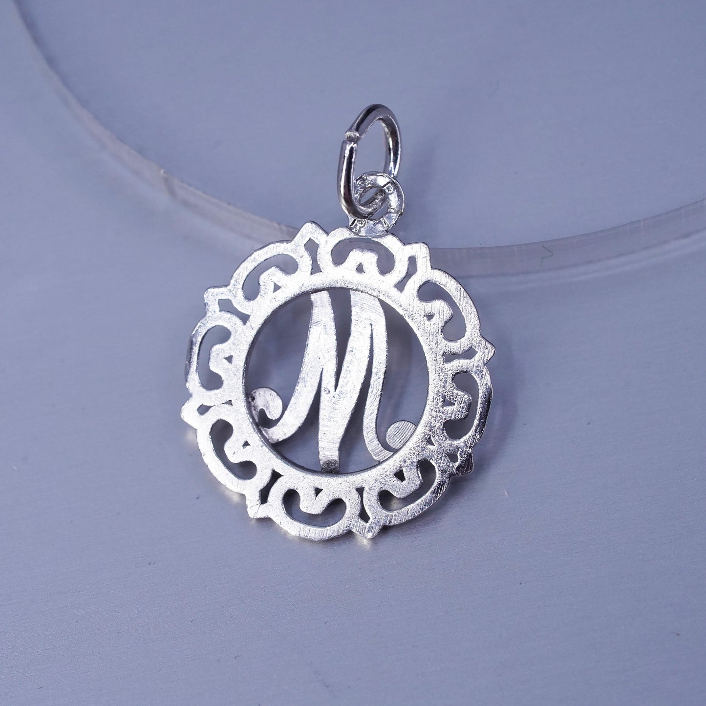 Vintage Sterling 925 silver handmade charm pendant, initial letter “M”